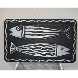 Retro 1996 Via Black & Silver Metal Fish‎ Trivet